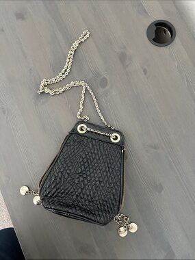 Ivanka Trump Black Quilted Chain Crossbody Bag with Gold Hardware